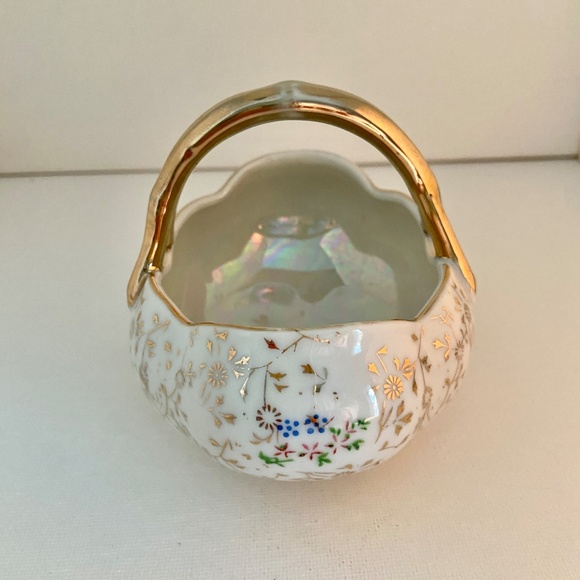 Vintage Marco Fine Porcelain White Gold Floral Flower Pattern Trinket Bowl - Picture 6 of 7